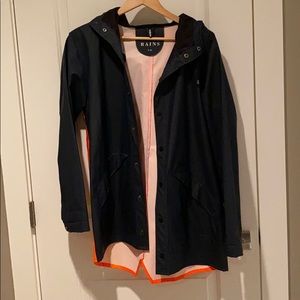Rains navy/orange rain jacket